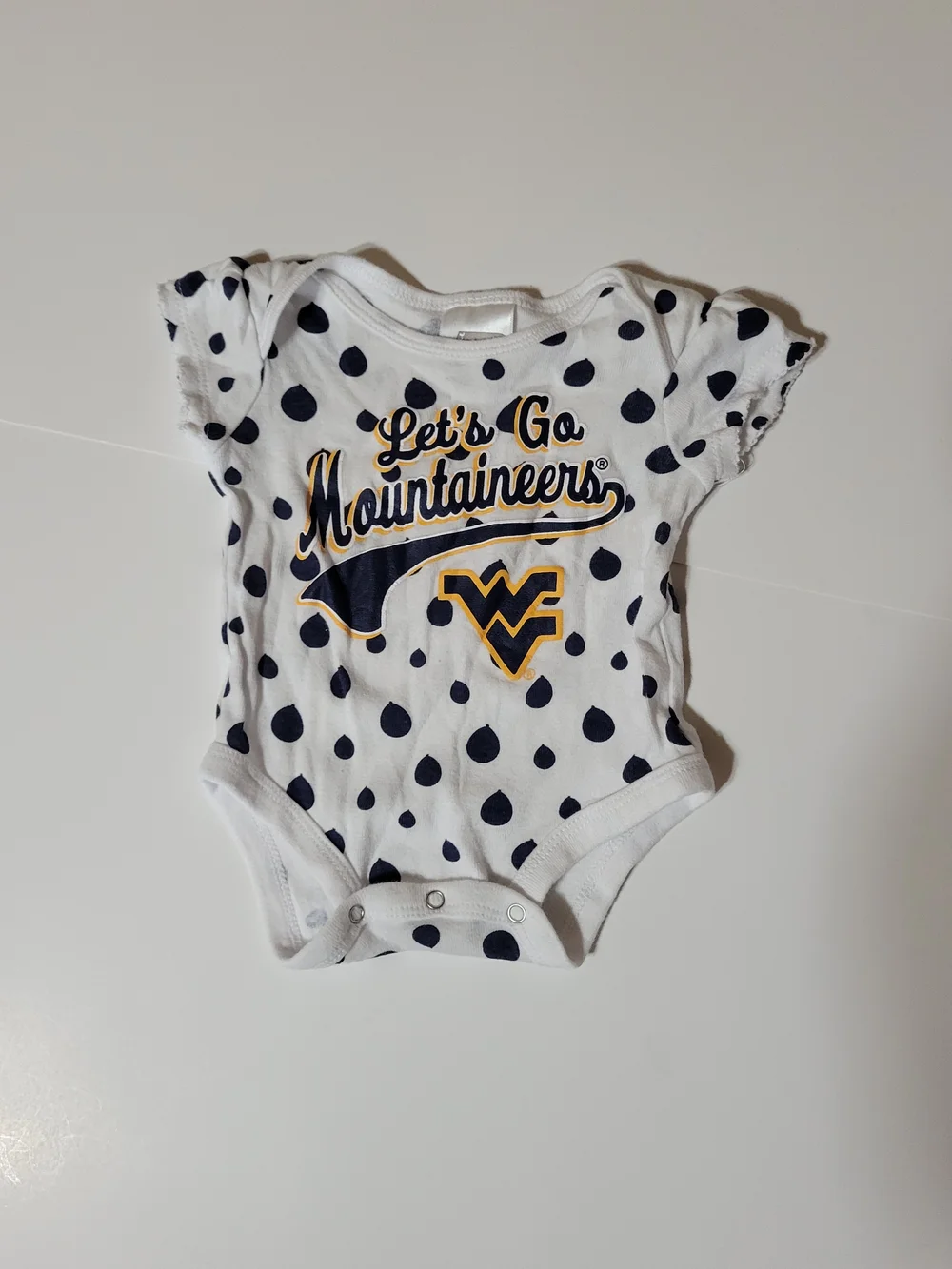 Title: WVU West Virginia Mountaineers Baby Bodysuit Lot 3 Pc 0-3M Russell Cotton